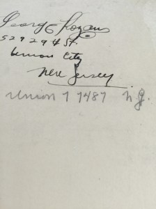 George Kazan 529 29th Street Garden City NJ (last line unclear)